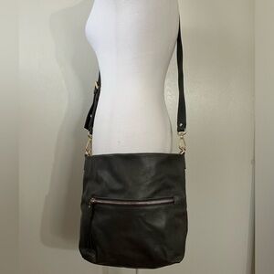 Neiman Marcus Made In Italy Gray Leather Handbag Gold Tone Hardware